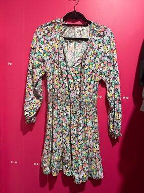 GAP Floral Long Sleeve Mini Dress - Pink Multi